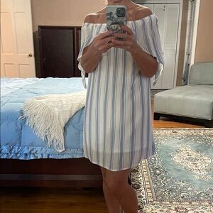 Striped Off-Shoulder Midi Dress